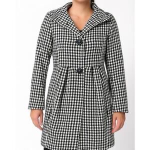 Bitten by Sarah Jessica Parker black and white houndstooth pea coat Size M